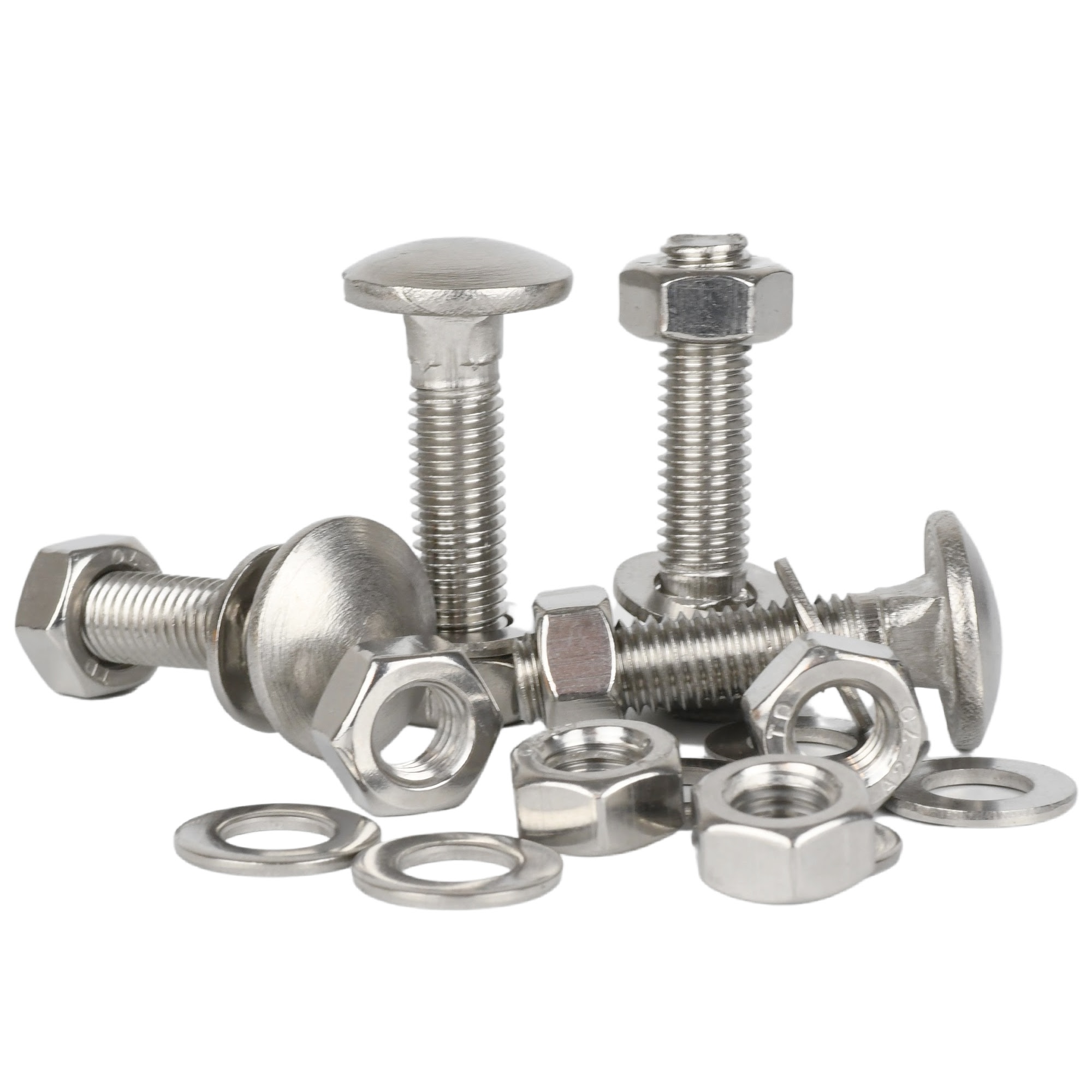 M8 Carriage Bolts Coach Bolt + Hex Full Nuts & Washers Kit A2 Stainless