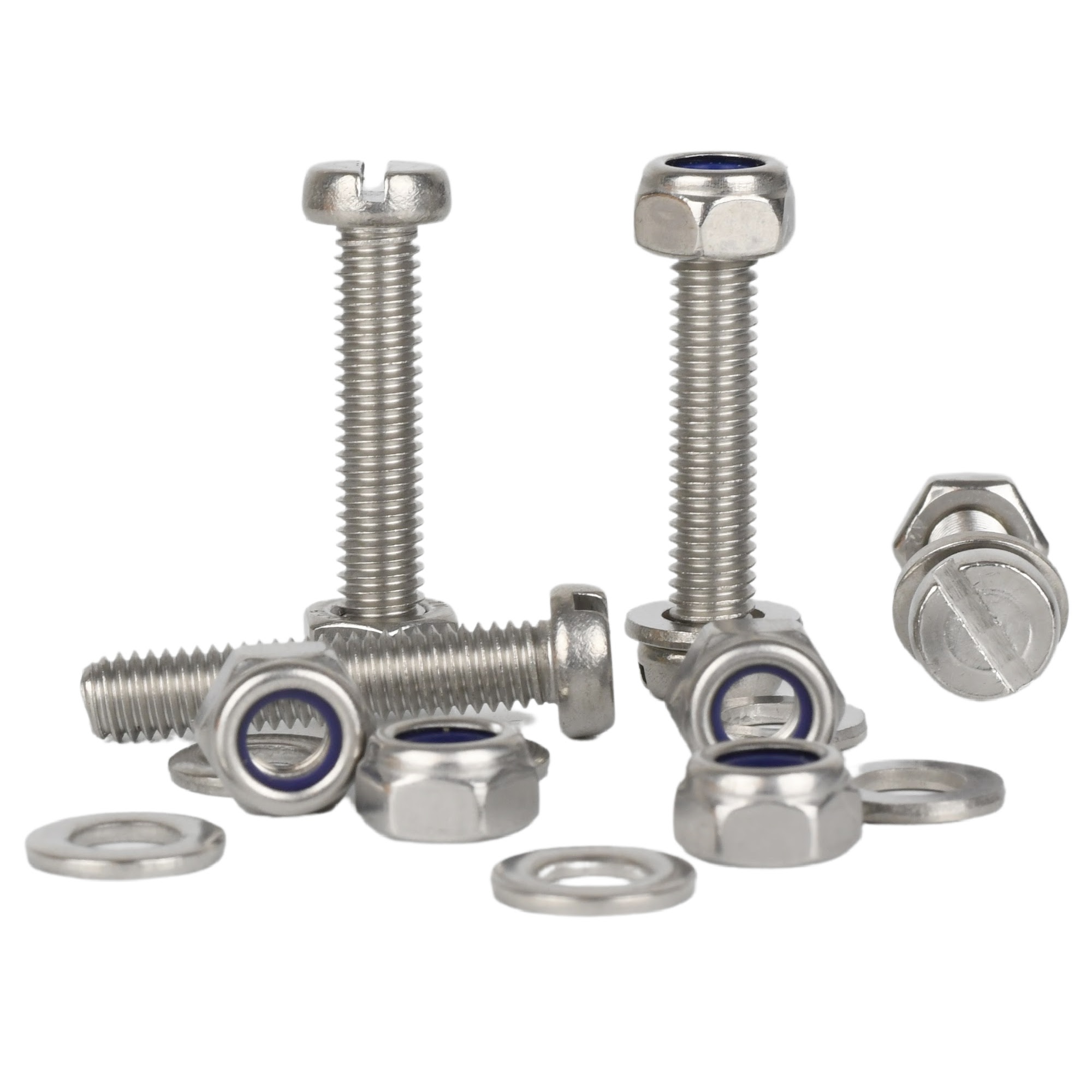 M2 M2.5 M3 Slotted Cheese Head Machine Screws Nyloc Nuts Washers