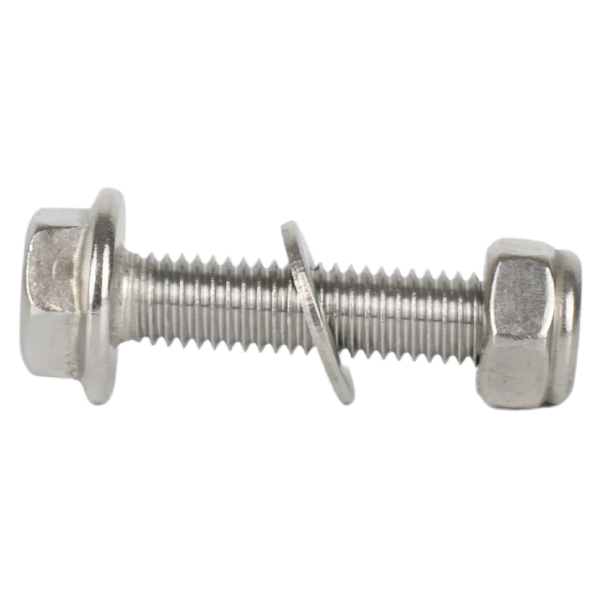 Flanged Hex Head Bolts M5 M6 M8 M10 With Nyloc Nuts & Washers A2