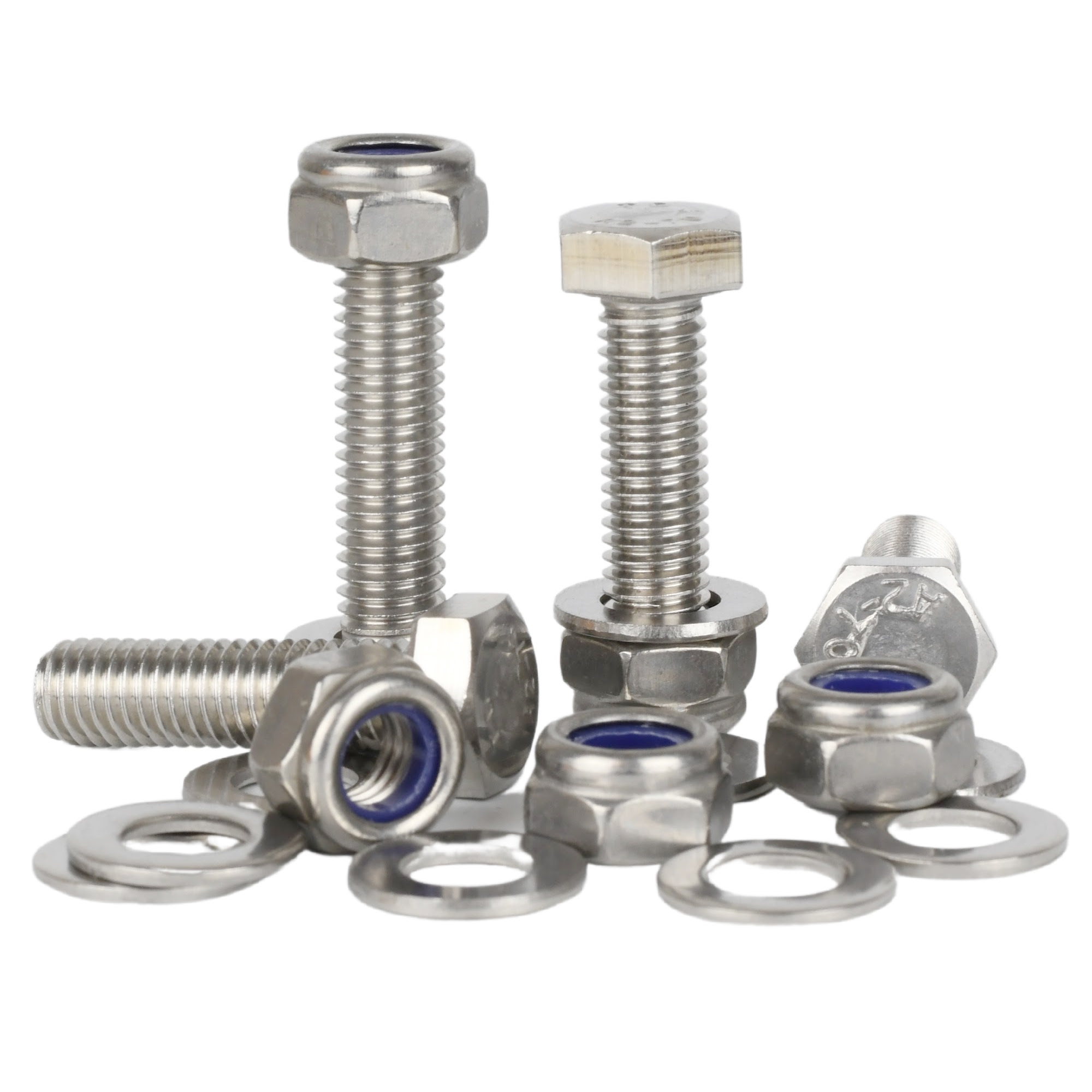 thumbnail image 2 of Stainless Steel Hex Head Screw Kit – M3 M4 M5 With Nyloc Nuts & Washers – 5-Piece Set 2 of 5